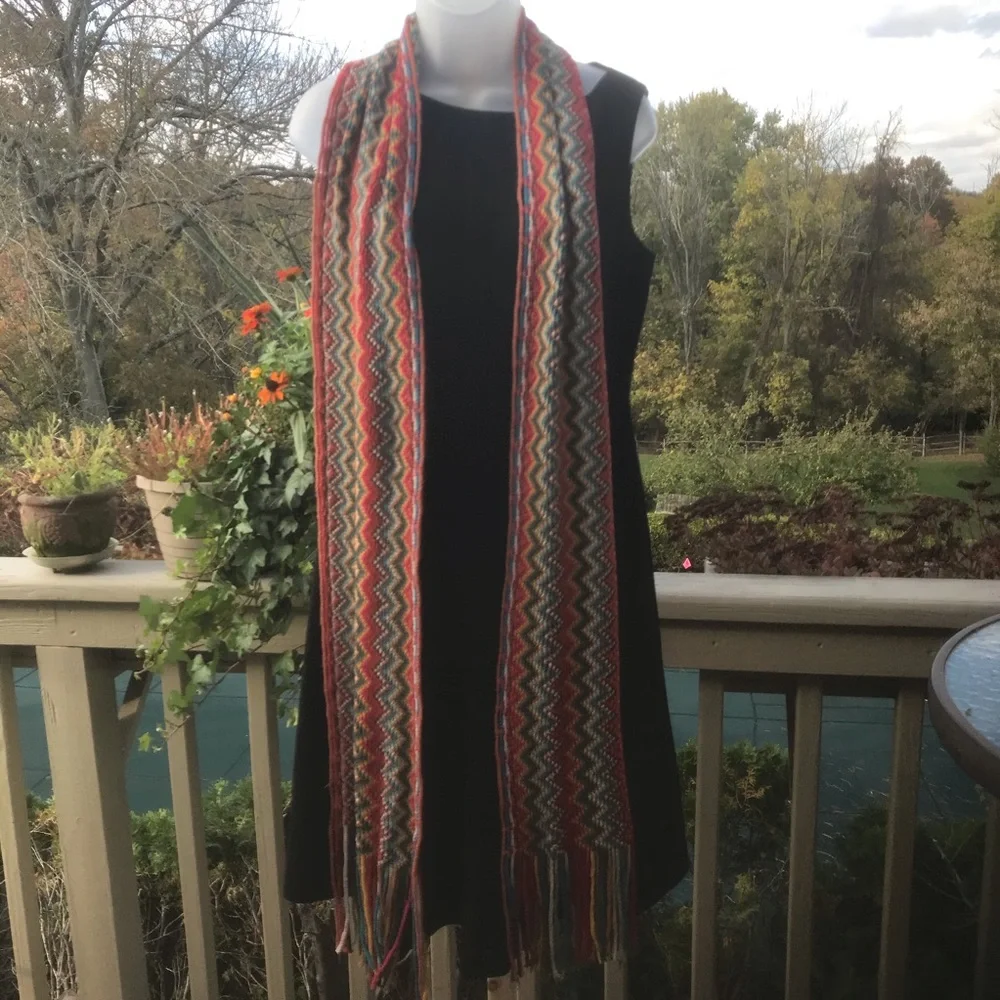 NEW Fancy woven long chevron pattern long colorful scarf with fringe
